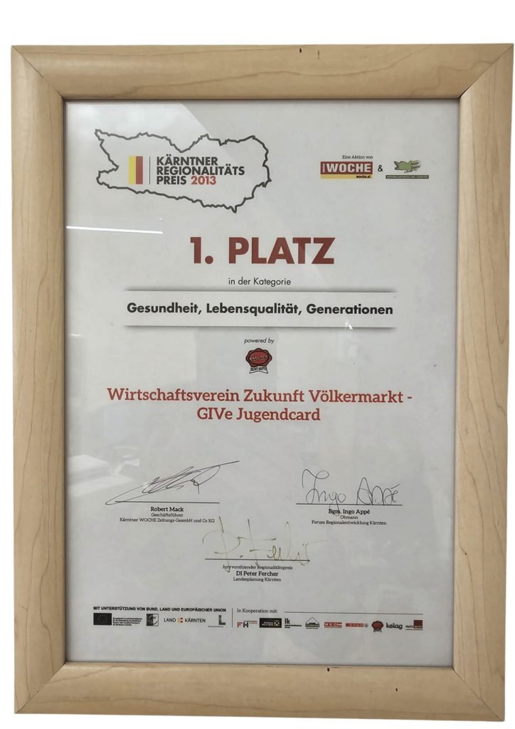 Erster Platz - Kärntner Regionalitäts Preis 2013